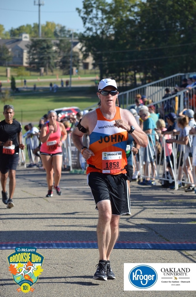 Crossing the Brooksie Way finish line.